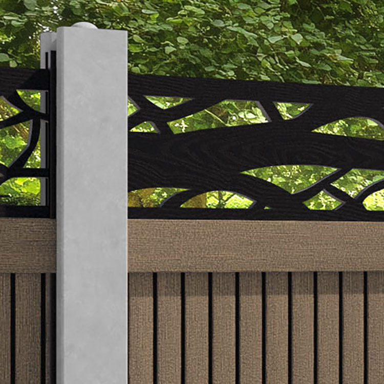 Virtis Twilight Fence Panel - Teak - for existing concrete posts