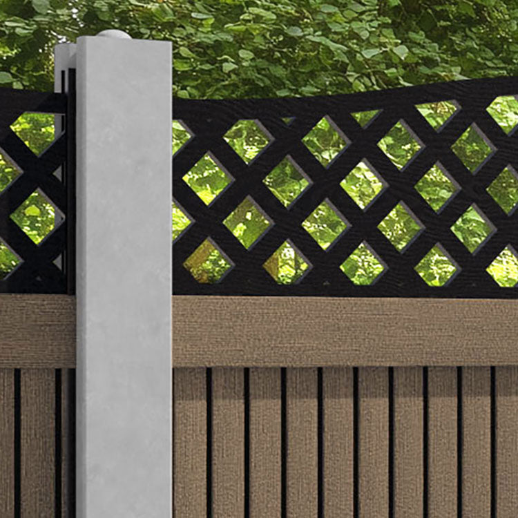 Virtis High Wave Fence Panel - Teak - for existing concrete posts