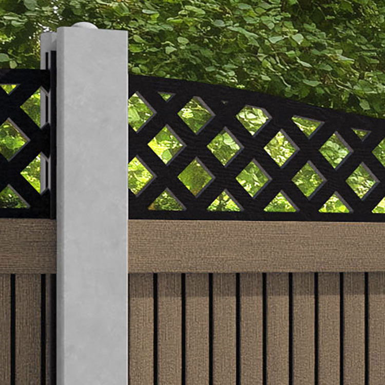 Virtis Low Wave Fence Panel - Teak - for existing concrete posts