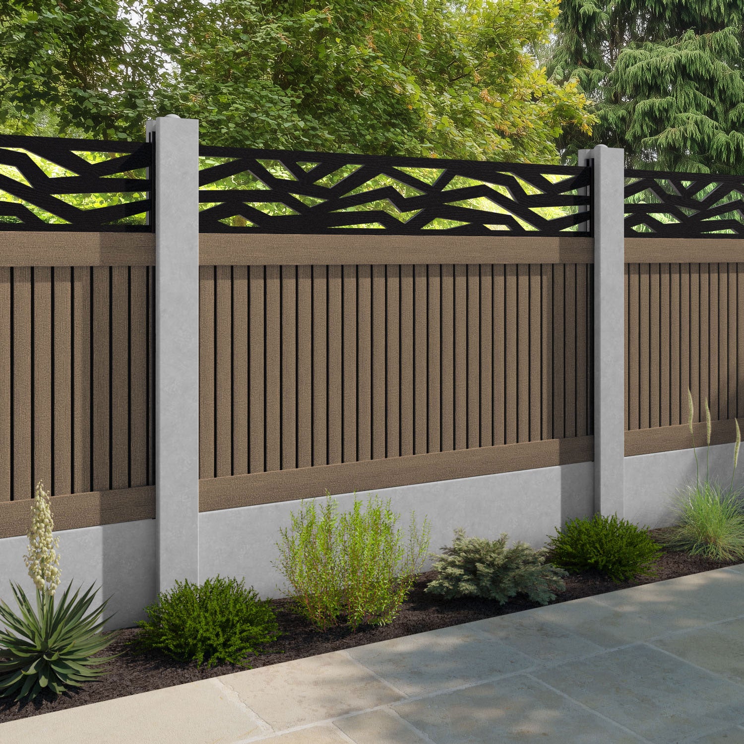 Virtis Zenith Fence Panel - Teak - for existing concrete posts