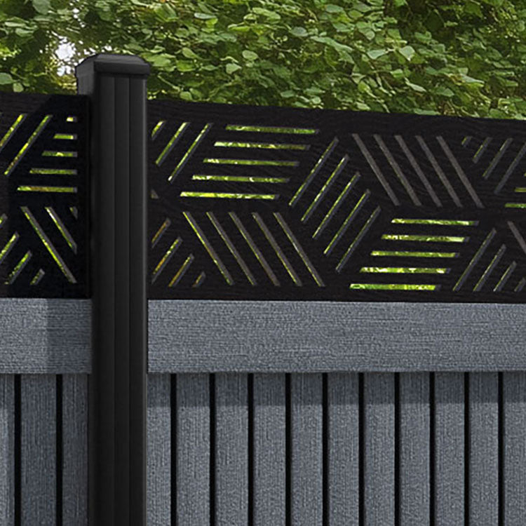 Virtis Cubed Fence Panel - Anthracite - with our aluminium posts