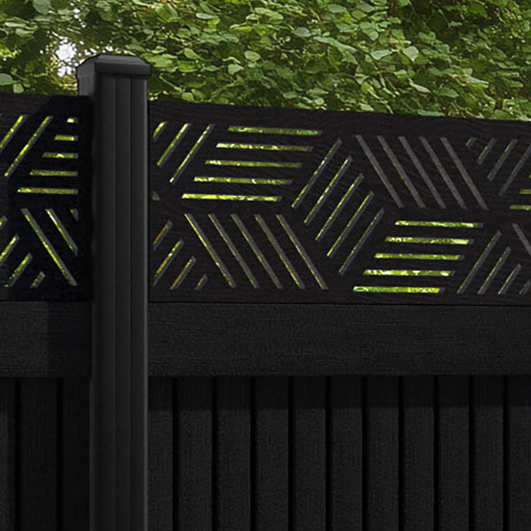 Virtis Cubed Fence Panel - Black - with our aluminium posts