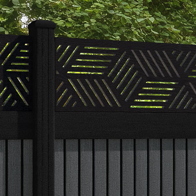 Virtis Cubed Fence Panel - Dark Grey - with our aluminium posts