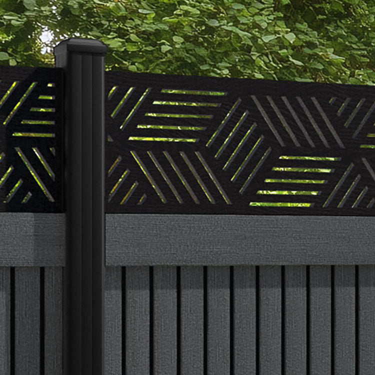 Virtis Cubed Fence Panel - Dark Grey - with our aluminium posts