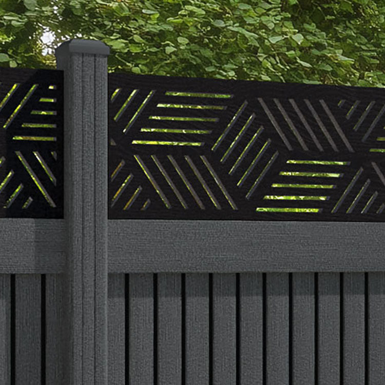 Virtis Cubed Fence Panel - Dark Grey - with our composite posts