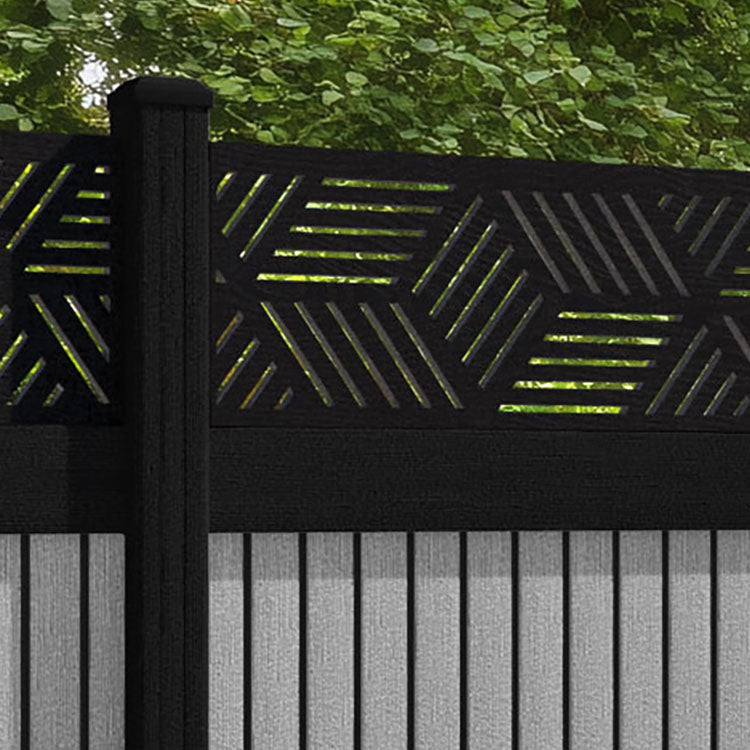 Virtis Cubed Fence Panel - Light Grey - with our aluminium posts