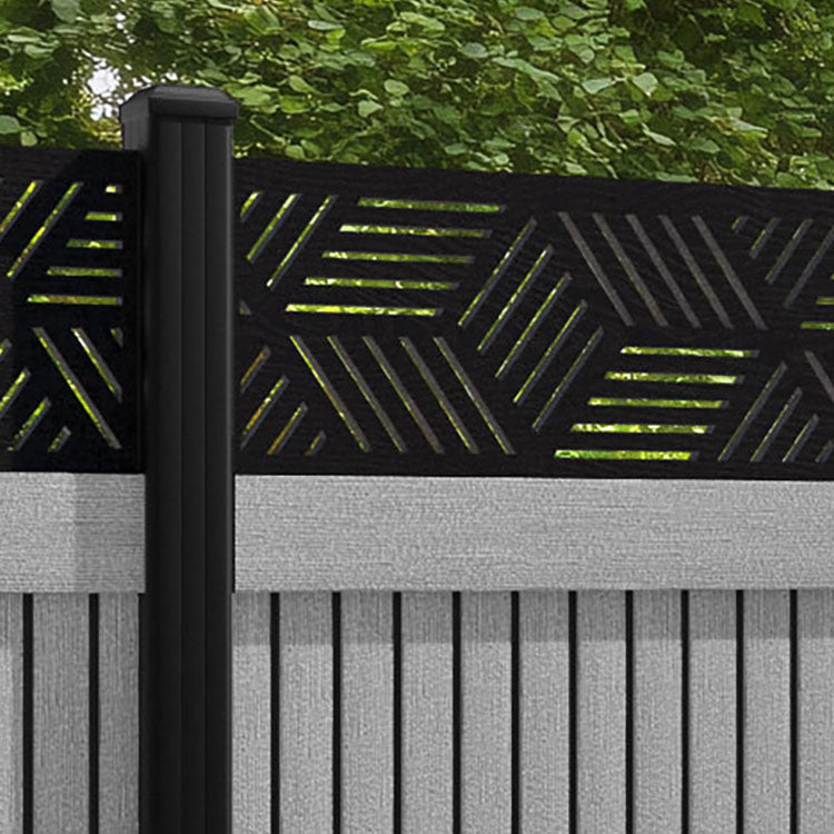 Virtis Cubed Fence Panel - Light Grey - with our aluminium posts