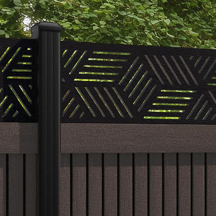 Virtis Cubed Fence Panel - Mid Brown - with our aluminium posts