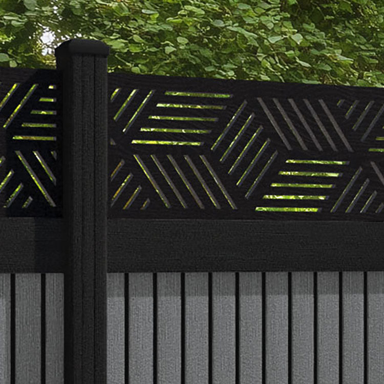 Virtis Cubed Fence Panel - Mid Grey - with our composite posts