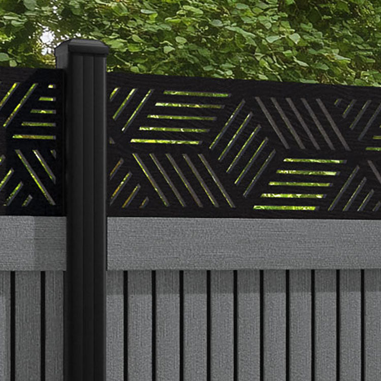 Virtis Cubed Fence Panel - Mid Grey - with our aluminium posts