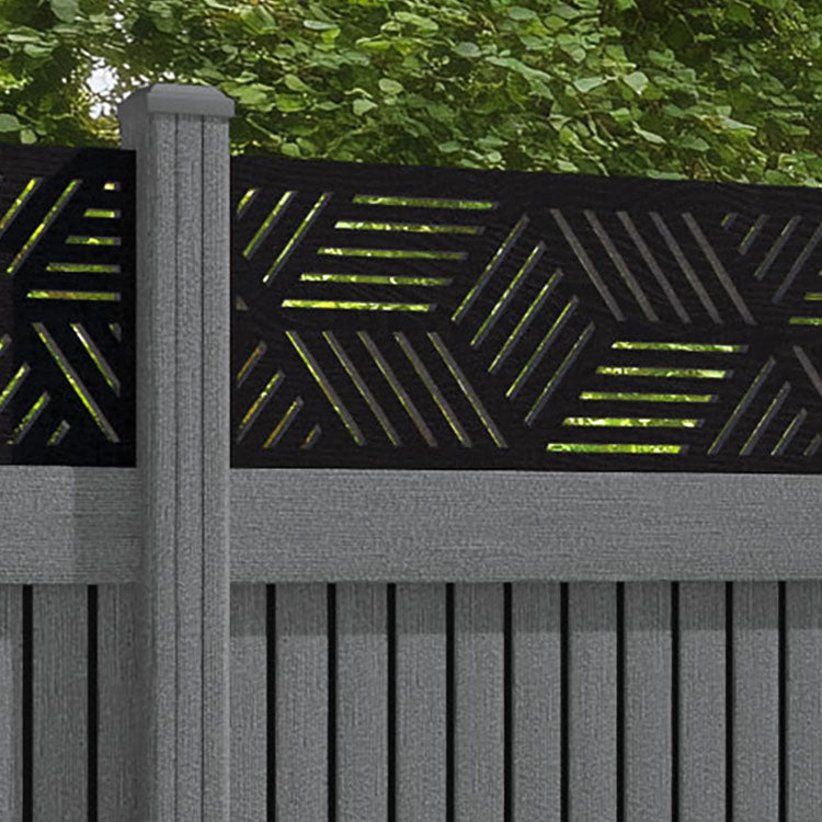 Virtis Cubed Fence Panel - Mid Grey - with our composite posts