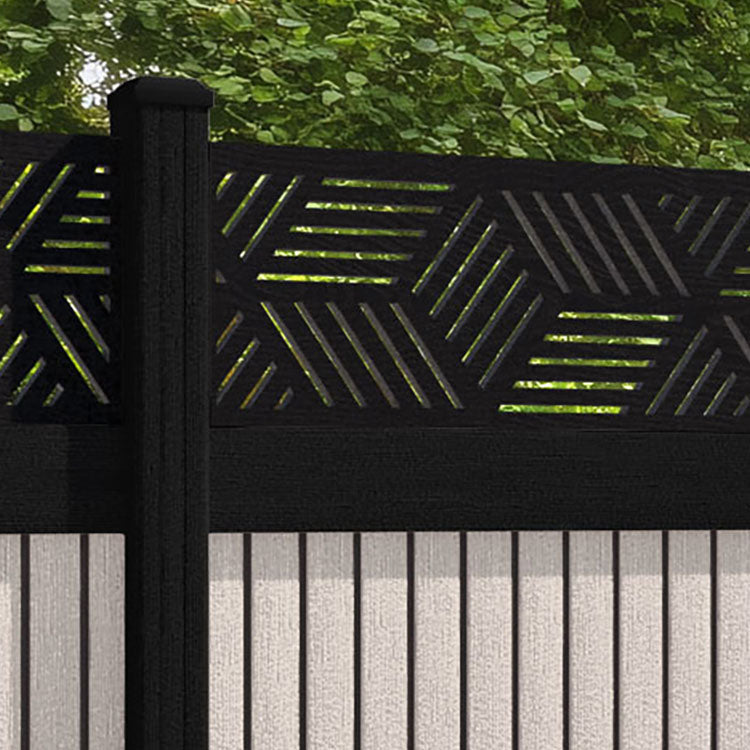 Virtis Cubed Fence Panel - Mid Stone - with our aluminium posts