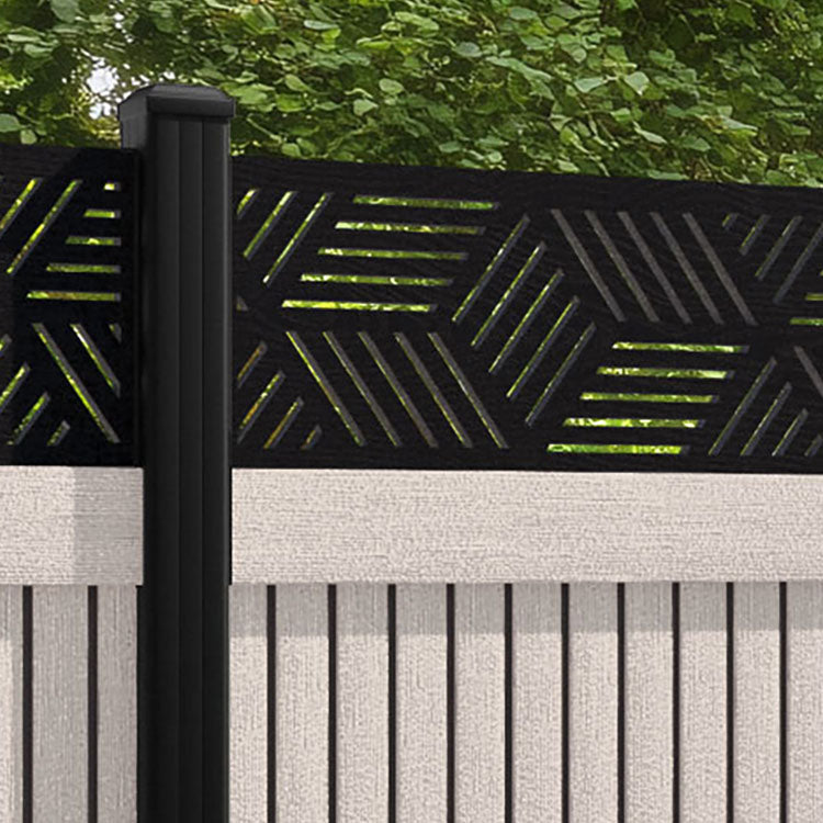 Virtis Cubed Fence Panel - Mid Stone - with our aluminium posts