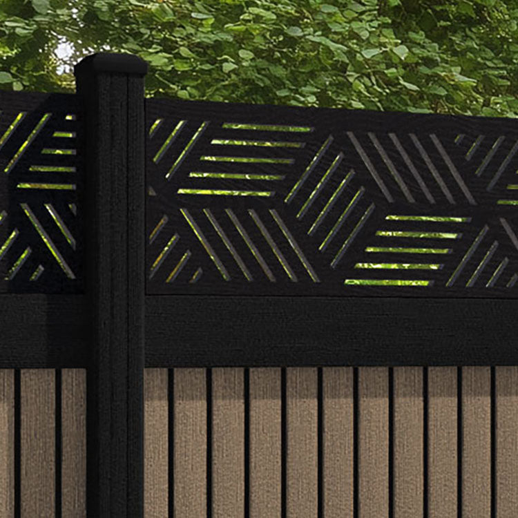 Virtis Cubed Fence Panel - Teak - with our aluminium posts