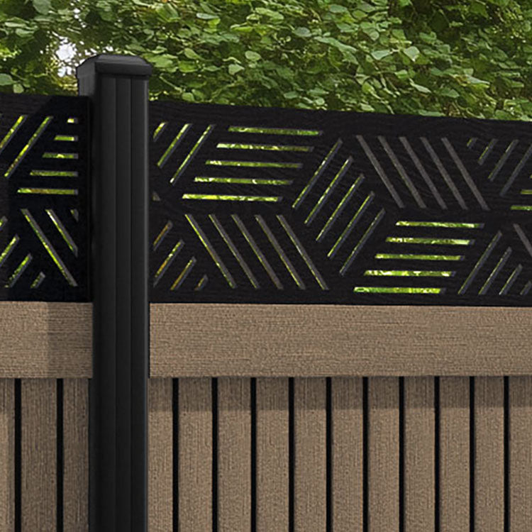 Virtis Cubed Fence Panel - Teak - with our aluminium posts