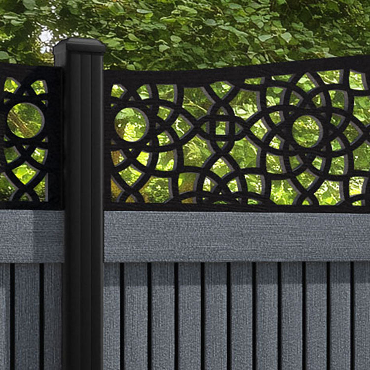 Virtis Ambar Curved Top Fence Panel - Anthracite - with our aluminium posts