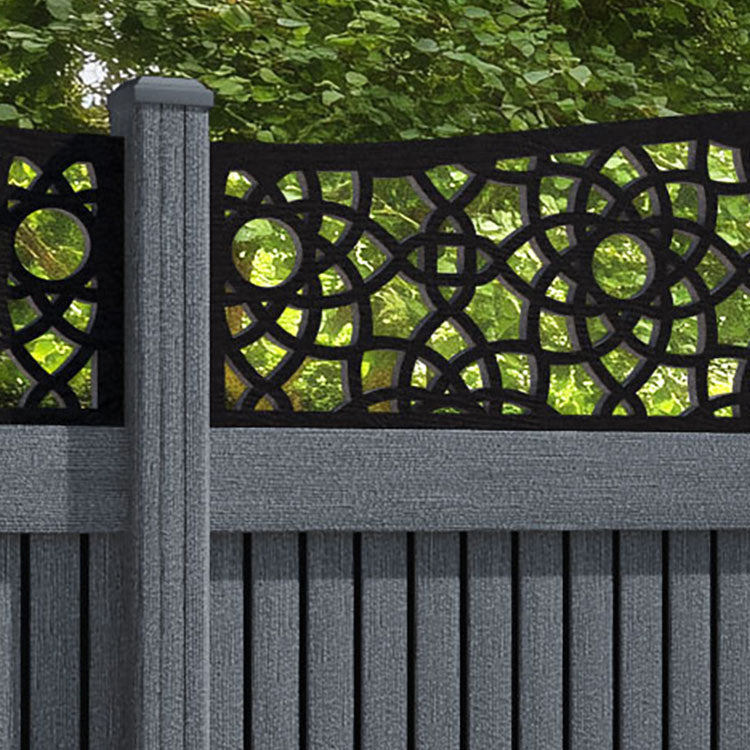 Virtis Ambar Curved Top Fence Panel - Anthracite - with our composite posts
