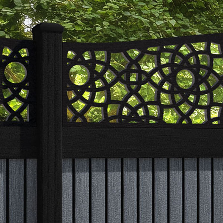 Virtis Ambar Curved Top Fence Panel - Anthracite - with our composite posts