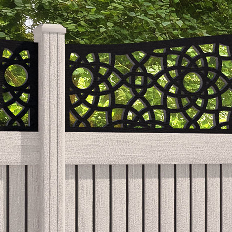 Virtis Ambar Curved Top Fence Panel - Mid Stone - with our composite posts