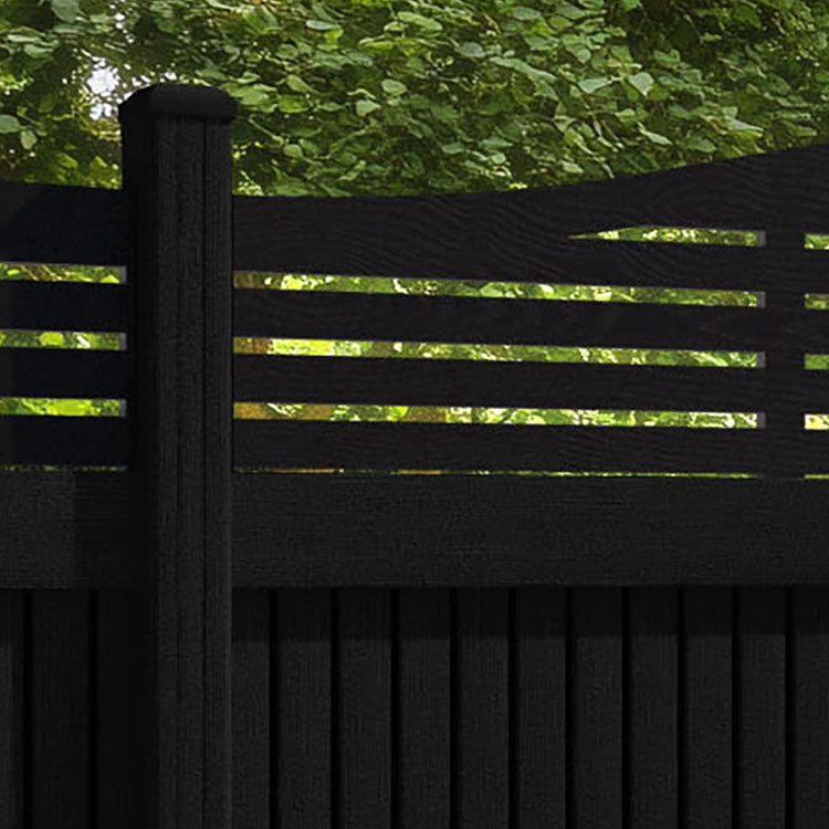 Virtis Aspen Curved Top Fence Panel - Black - with our composite posts