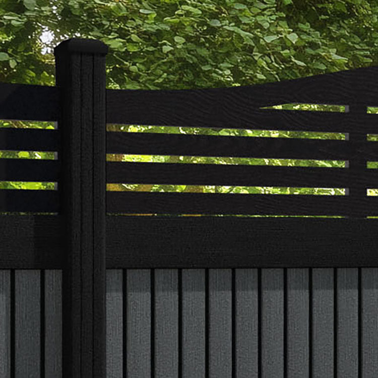 Virtis Aspen Curved Top Fence Panel - Dark Grey - with our composite posts