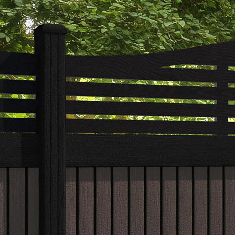 Virtis Aspen Curved Top Fence Panel - Mid Brown - with our composite posts
