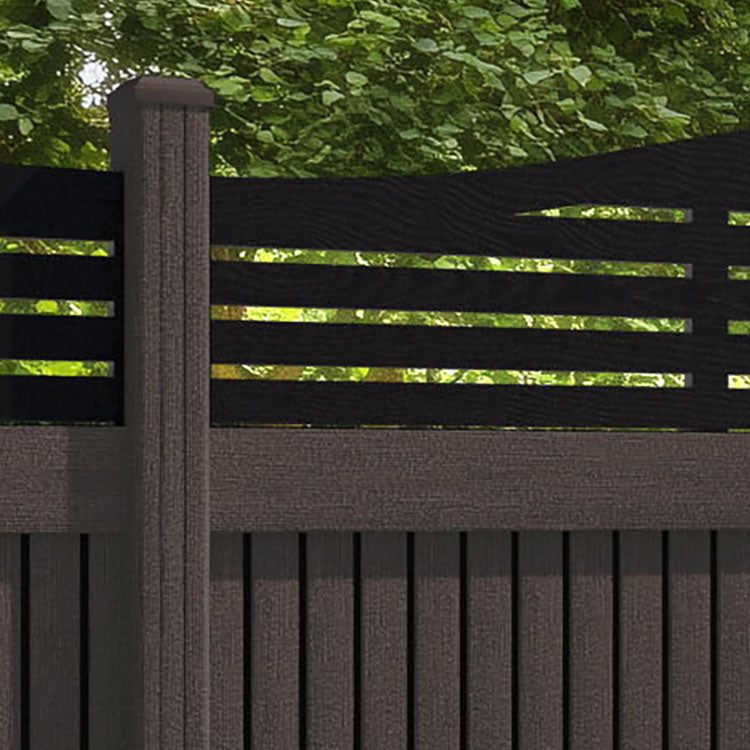 Virtis Aspen Curved Top Fence Panel - Mid Brown - with our composite posts