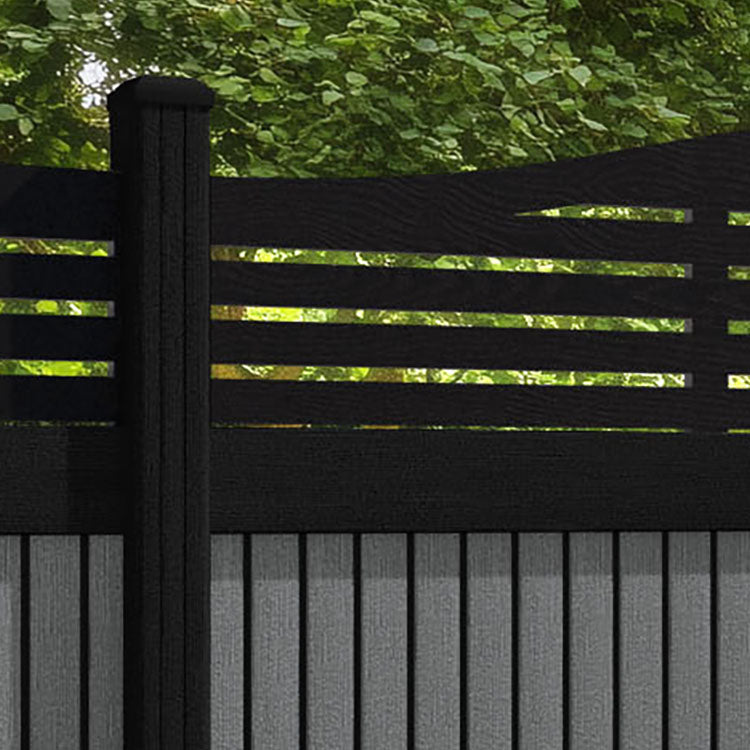 Virtis Aspen Curved Top Fence Panel - Mid Grey - with our composite posts