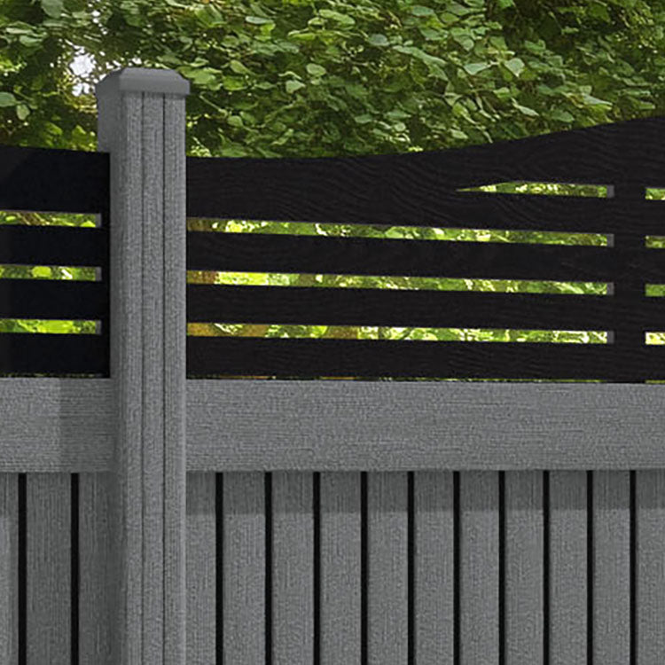 Virtis Aspen Curved Top Fence Panel - Mid Grey - with our composite posts