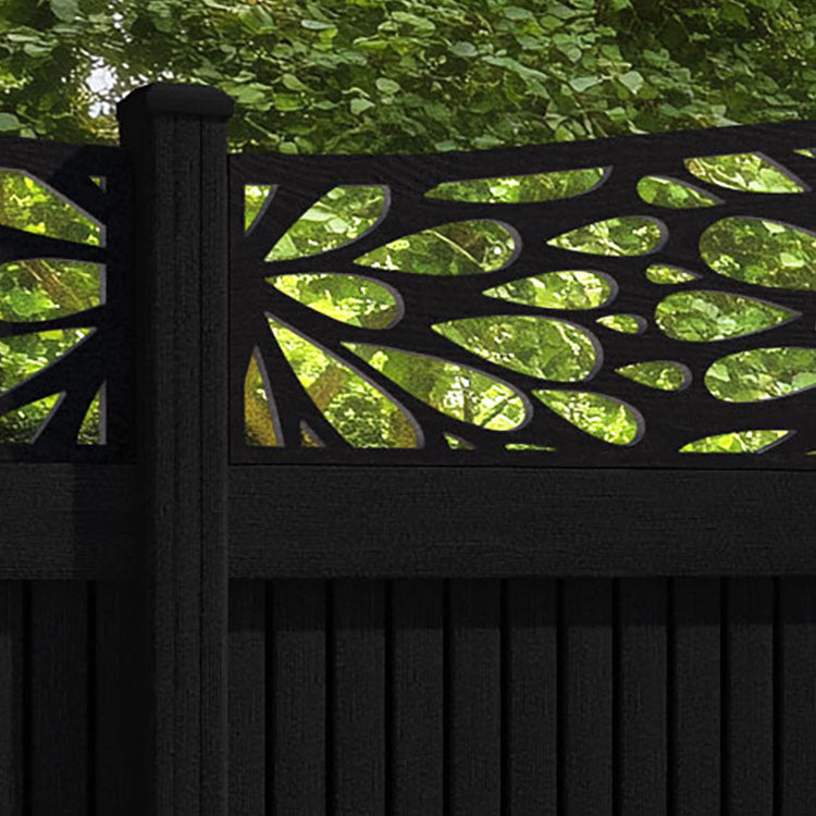 Virtis Blossom Curved Top Fence Panel - Black - with our composite posts