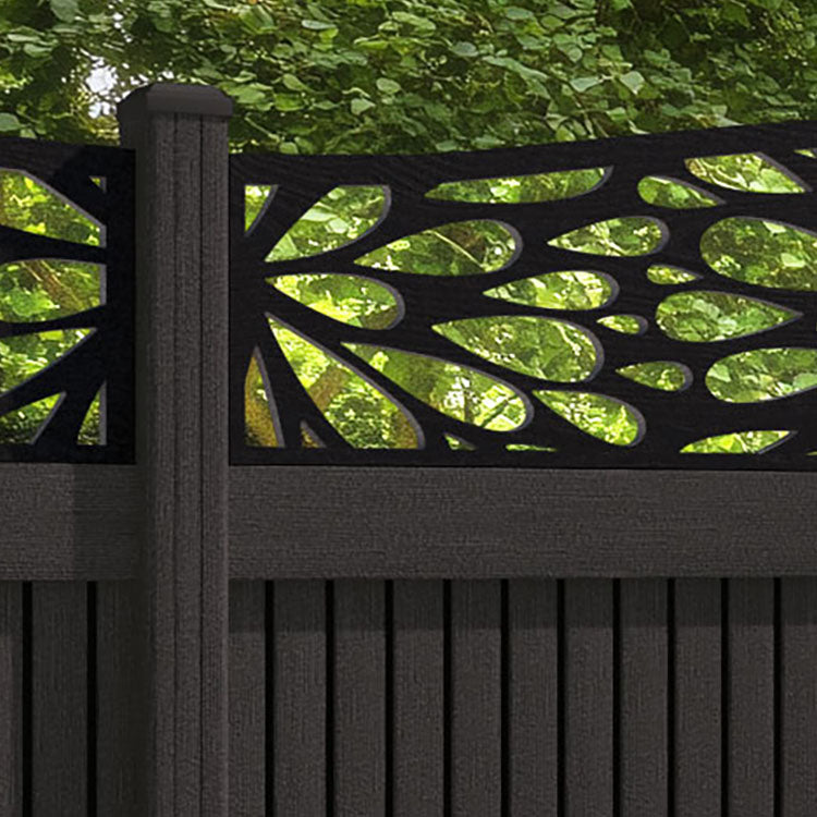 Virtis Blossom Fence Panel - Dark Oak - with our composite posts