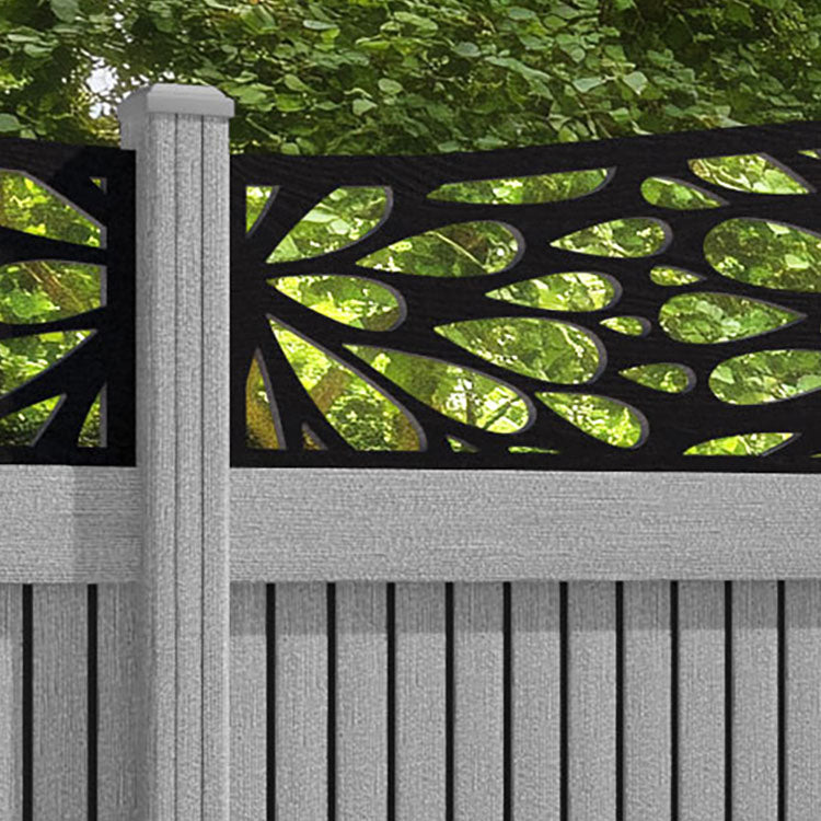 Virtis Blossom Curved Top Fence Panel - Light Grey - with our composite posts