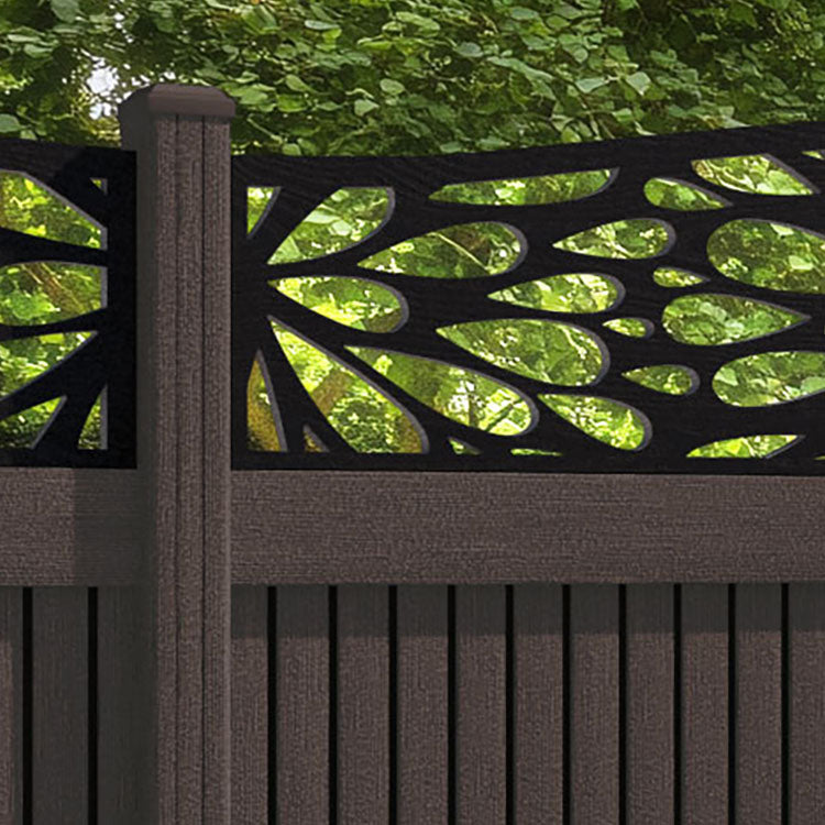 Virtis Blossom Curved Top Fence Panel - Mid Brown - with our composite posts