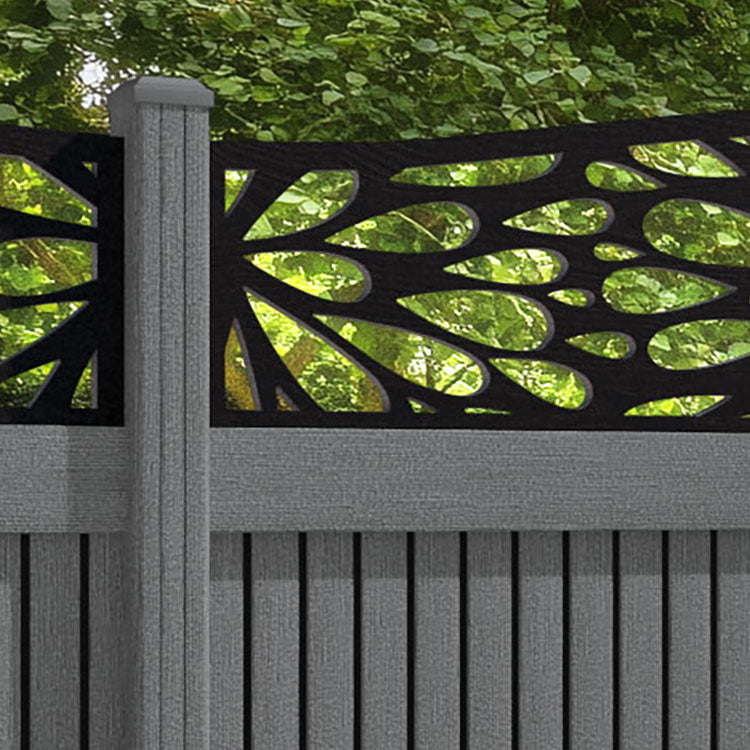 Virtis Blossom Curved Top Fence Panel - Mid Grey - with our composite posts