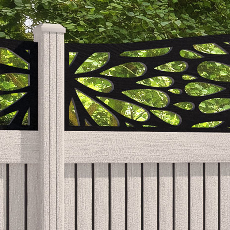 Virtis Blossom Curved Top Fence Panel - Mid Stone - with our composite posts