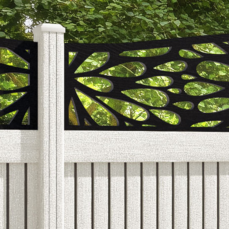 Virtis Blossom Curved Top Fence Panel - Light Stone - with our composite posts