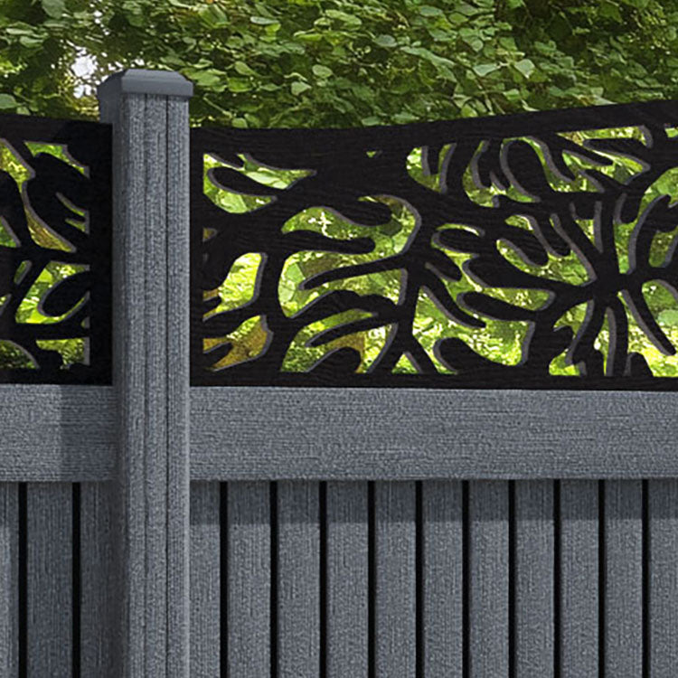 Virtis Botanic Curved Top Fence Panel - Anthracite - with our composite posts