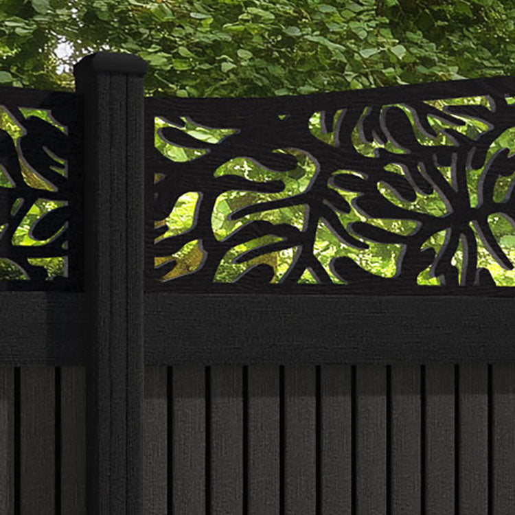Virtis Botanic Curved Top Fence Panel - Dark Oak - with our composite posts