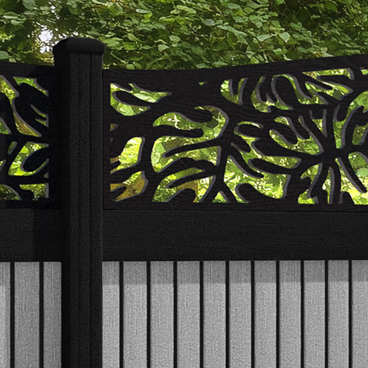 Virtis Botanic Curved Top Fence Panel - Light Grey - with our composite posts