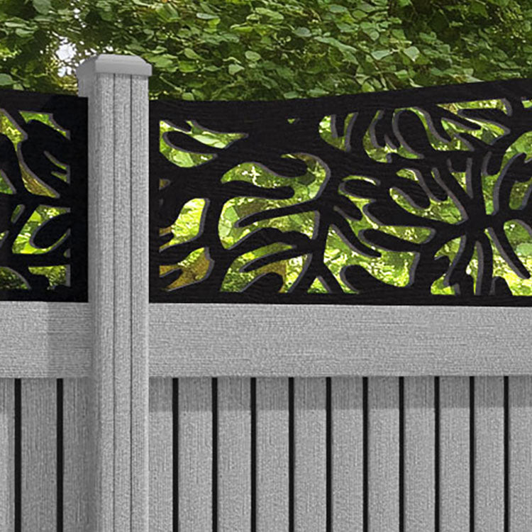 Virtis Botanic Curved Top Fence Panel - Light Grey - with our composite posts