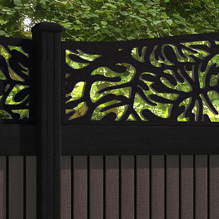 Virtis Botanic Curved Top Fence Panel - Mid Brown - with our composite posts