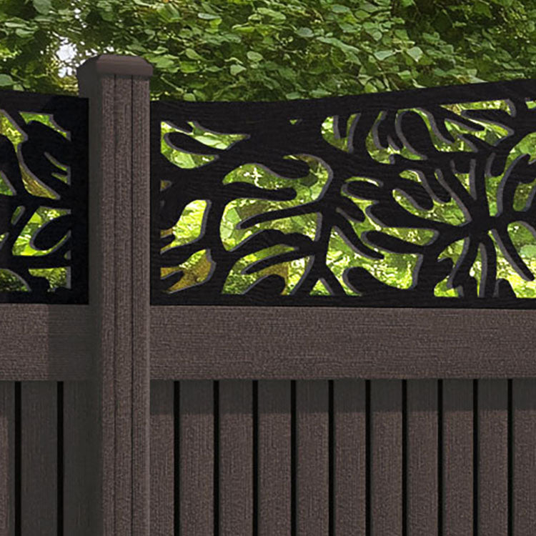 Virtis Botanic Curved Top Fence Panel - Mid Brown - with our composite posts