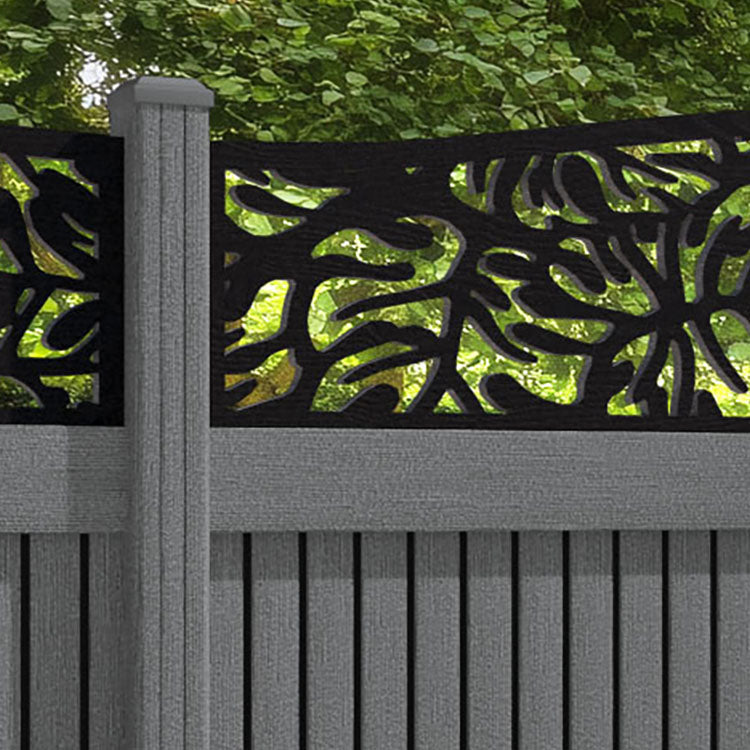 Virtis Botanic Curved Top Fence Panel - Mid Grey - with our composite posts