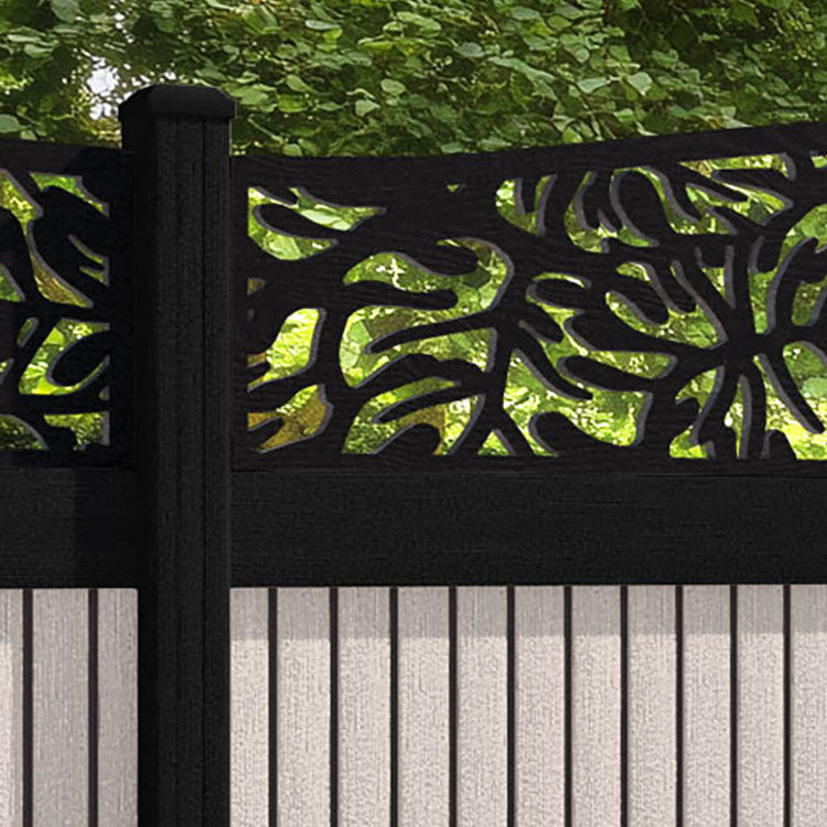 Virtis Botanic Curved Top Fence Panel - Mid Stone - with our composite posts