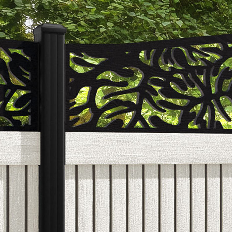 Virtis Botanic Curved Top Fence Panel - Light Stone - with our aluminium posts