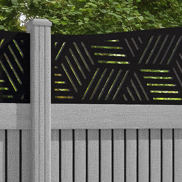 Virtis Cubed Curved Top Fence Panel - Light Grey - with our composite posts