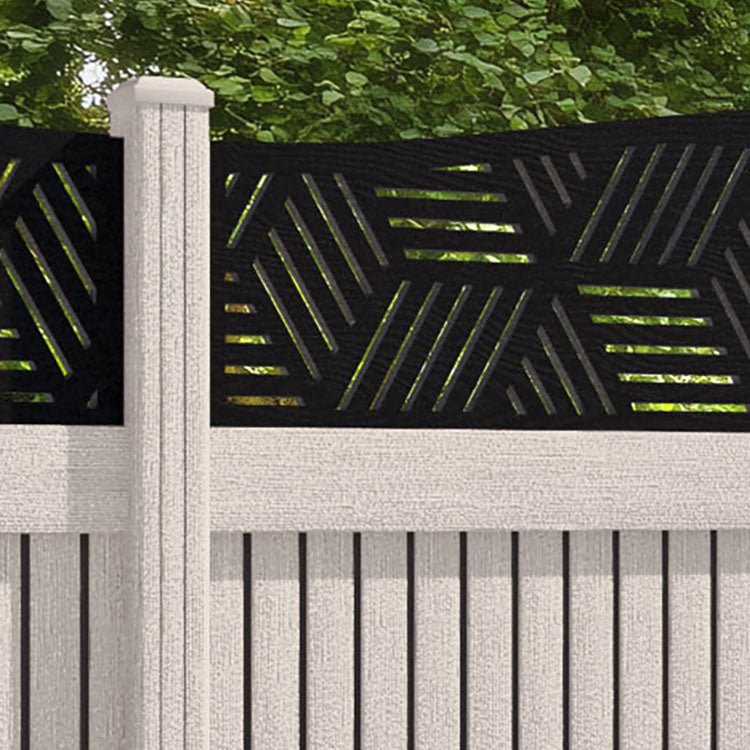 Virtis Cubed Curved Top Fence Panel - Mid Stone - with our composite posts