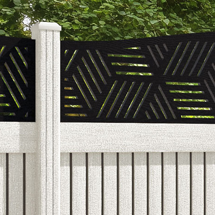 Virtis Cubed Curved Top Fence Panel - Light Stone - with our composite posts