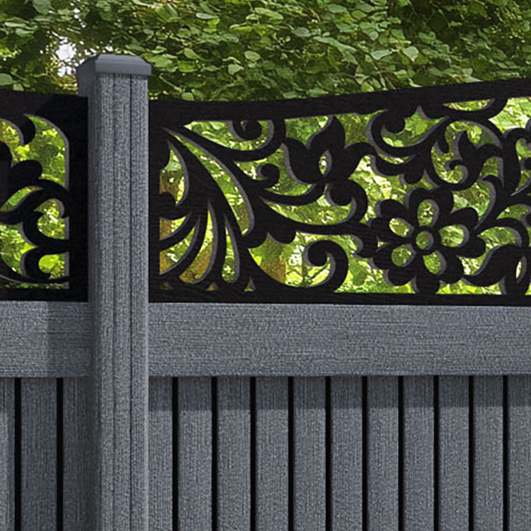 Virtis Eden Curved Top Fence Panel - Anthracite - with our composite posts