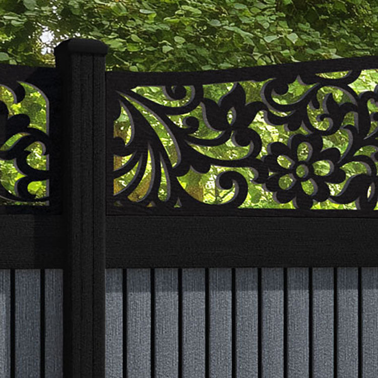 Virtis Eden Curved Top Fence Panel - Anthracite - with our composite posts